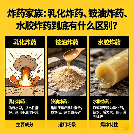 鄂尔多斯炸药家族：乳化炸药、铵油炸药、水胶炸药到底有什么区别？